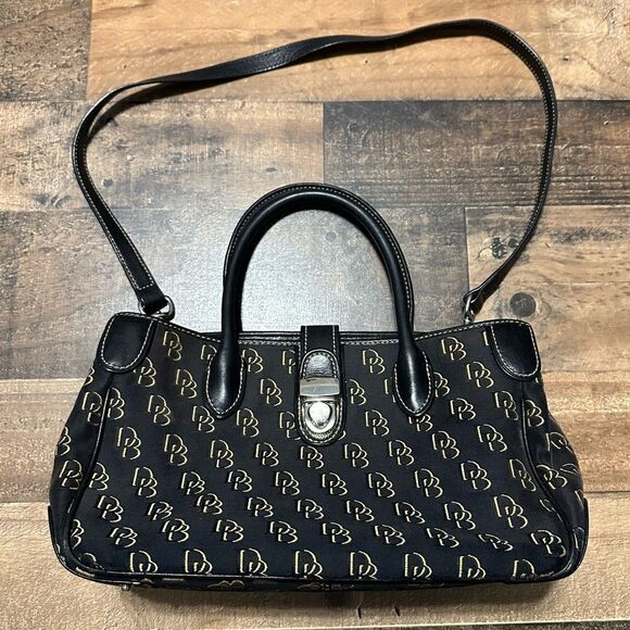 Dooney & Bourke Signature Satchel - Black/Tan - Picture 1 of 8